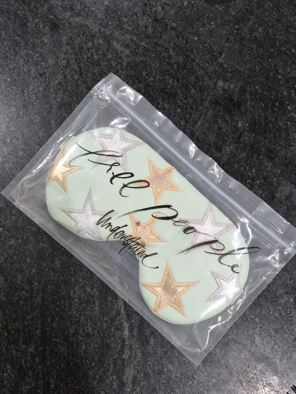 Free People Mint Star Sleep Mask with Gold & Silver Stars